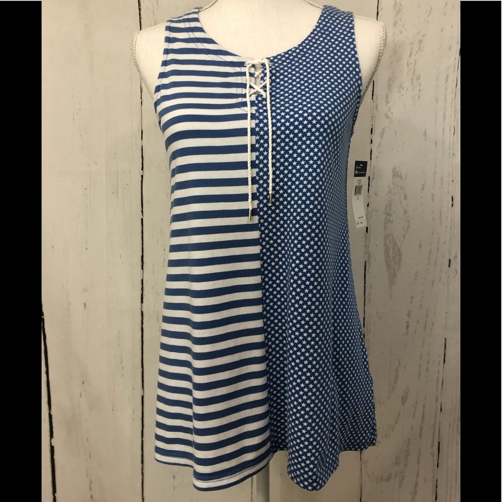 Chaps Sleeveless Lace-Up Cotton Top